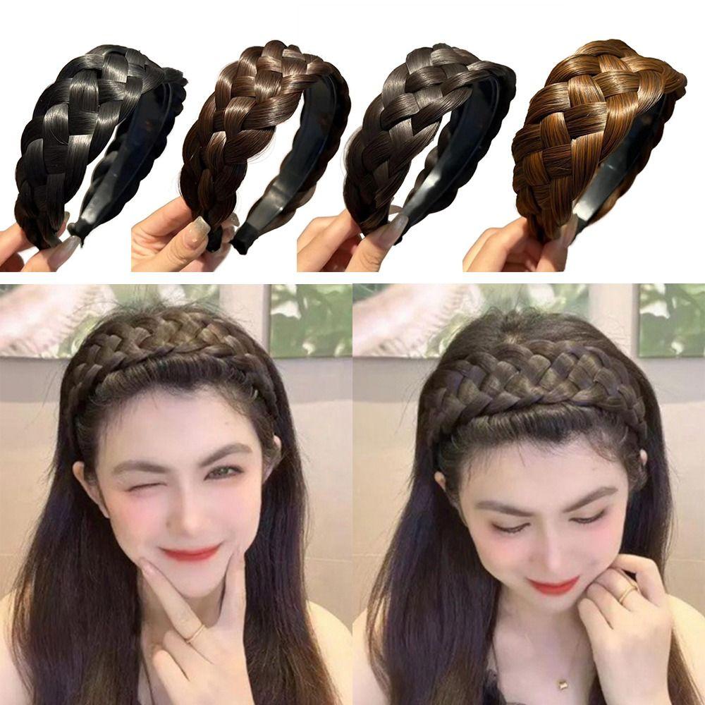 PINEAPPLE New Wide-Brimmed Hair Hoop Thickened Fishbone Braid Wig Braid Headband