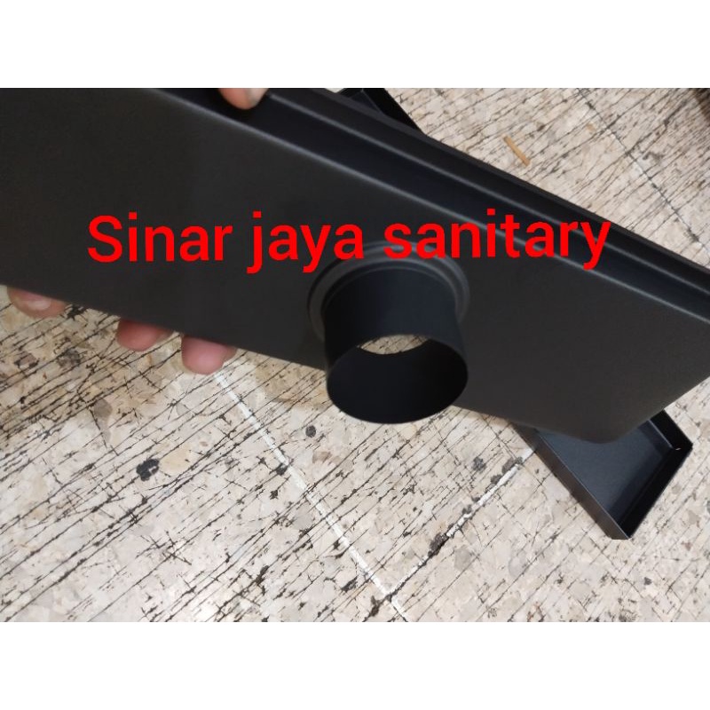 Smart floor drain panjang black 30cm stainless 304 / floor drain hitam panjang