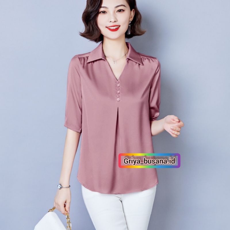 Blouse Wanita Oversize Kemeja Polos Katun Toyobo Premium