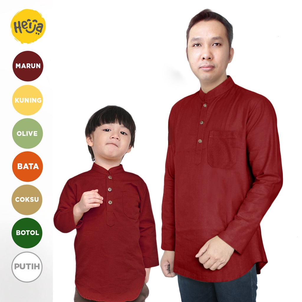 KEMEJA KOKO ANAK KURTA lengan panjang umur 1-13th Remaja Couple Ayah Dewasa - MERAH MAROON | HEIJA KIDS