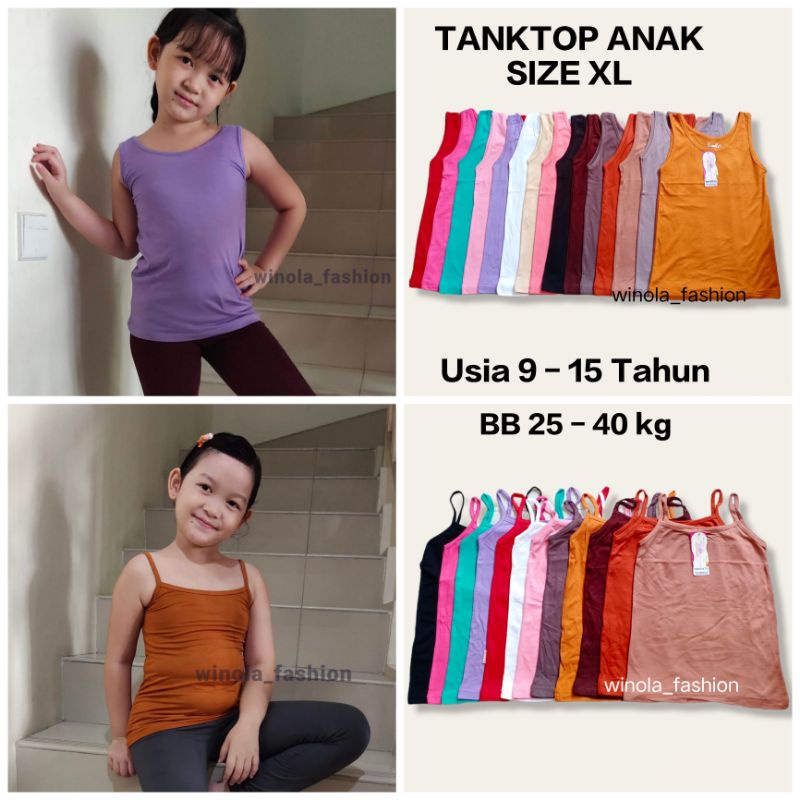 Miranda Tanktop / Tank Top Singlet Anak Perempuan /Kaos Dalam Anak Cewek Bahan Rayon Adem Size XL Us