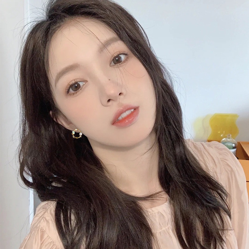 Anting Bentuk Lingkaran Bahan S925 Silver Untuk Wanita