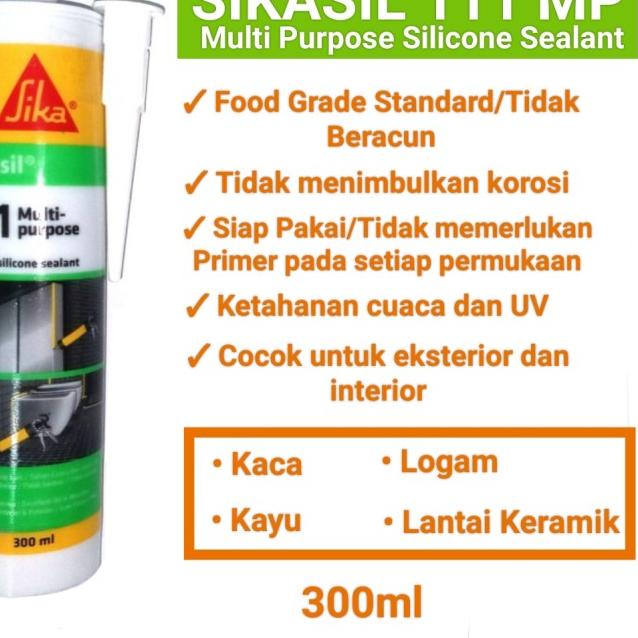 

Lem Sika 111/Sikasil 111 Silicone Sealant Neutral Food Grade 300ml - Grey
