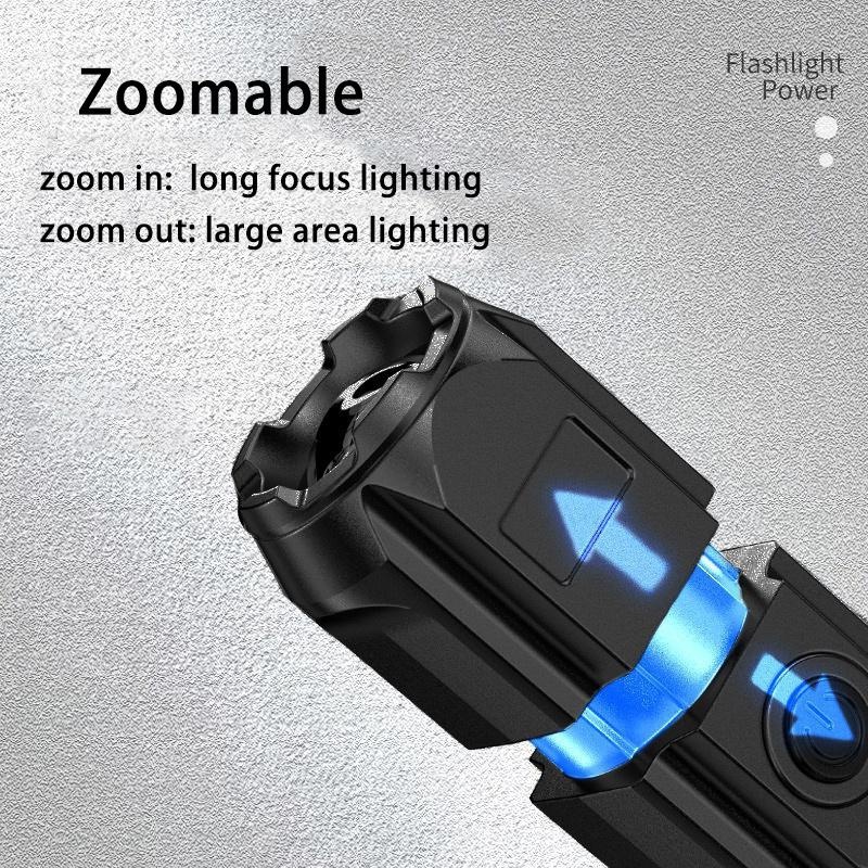 Lampu Senter LED Mini Portable Multifungsi 3 Mode Zoom Terang Rechargeable Untuk Camping / Outdoor