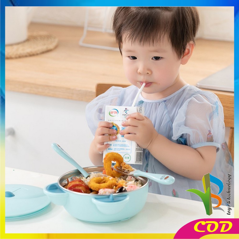 RB-C353 Tempat Makan Anak Karakter Bear Lucu Set / Lunch Box Anak / Kotak Bekal Anak Stainless / Tepak Makan Anak Karakter BPA FREE