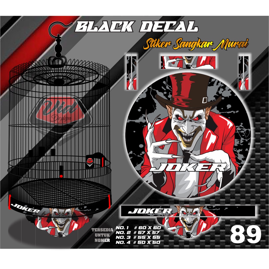 Decal Stiker Sangkar Kandang Burung Murai Motif Joker No 1 2 3 4