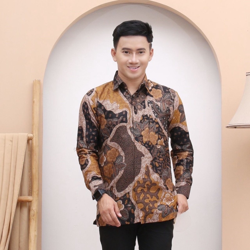 kemeja Batik Pria Lengan Panjang Motif Terbaru 2022 Batik Pria Big Size M L XL XXL atasan pria Dewasa Batik Laki-Laki Lengan Batik kerja Pria Batik Ayah &amp; Anak Laki-Laki Batik Jumbo Ld 130 Batik Pekalongan Terlaris Batik Solo Motif Kraton Batik Slimfit