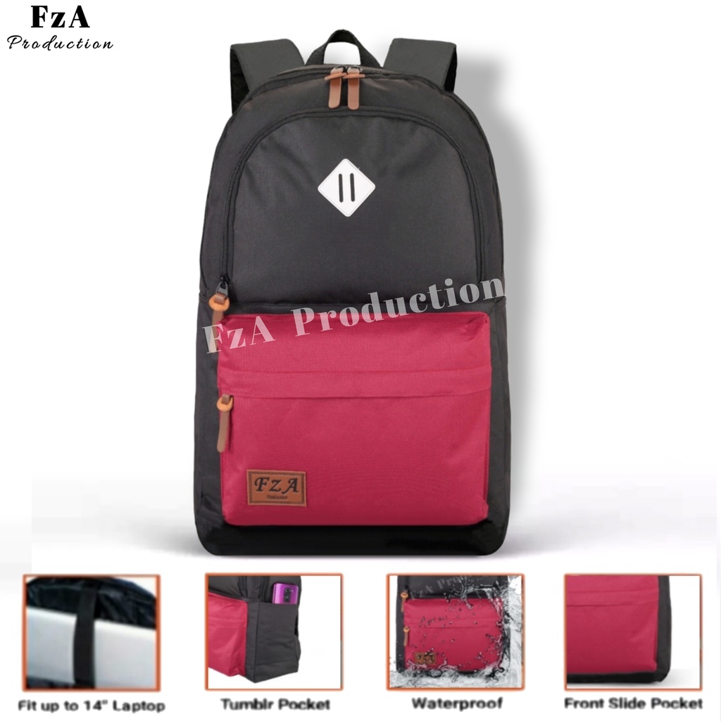 FzA Official - Big Promo..Tas Ransel Distro sekolah kuliah Kerja Tas Pria Wanita Bacpack Tas Ransel Laptop Original - Black Maron