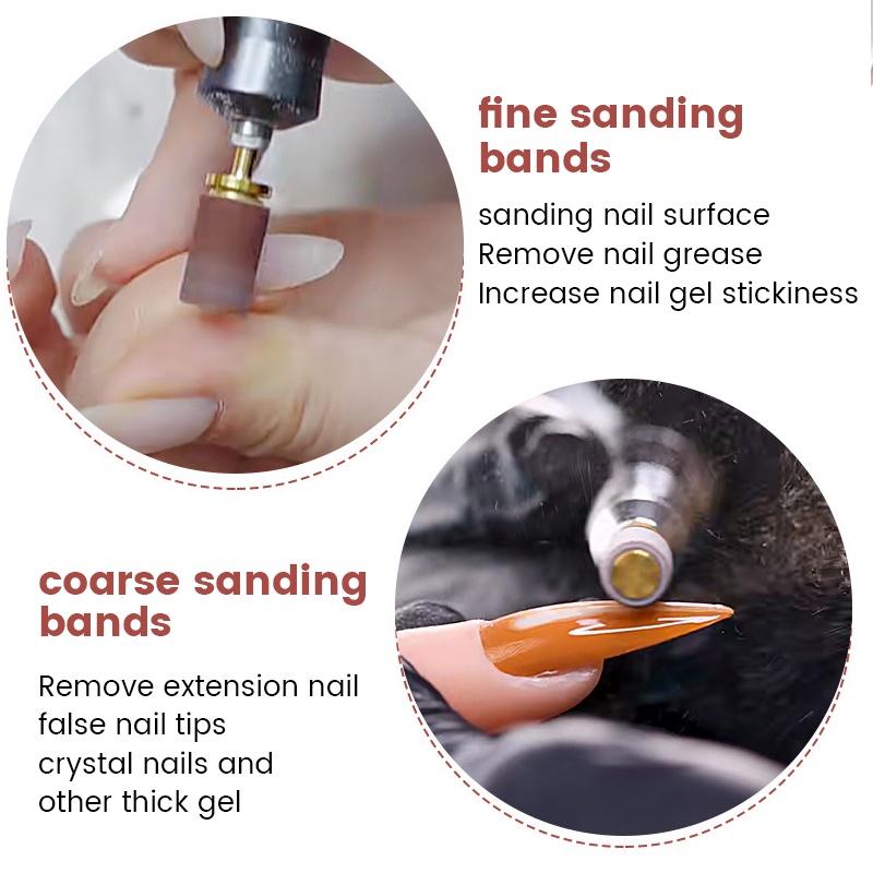 80 /120Ikatan Topi Amplas Kuku Band Untuk Mesin Kuku Elektrik Nail Drill Bits UV Gel Acrylic Polish Remover Nail Tools