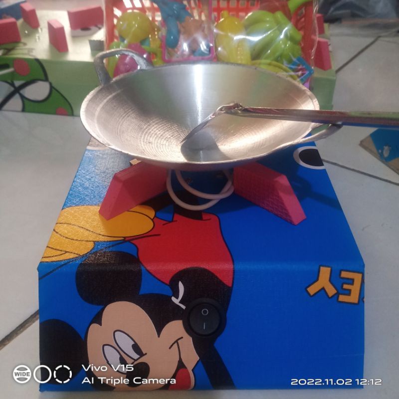 MAINAN ANAK MINI SET MASAK MASAKAN,KOMPOR LED TERMURAH BISA D CAS MOTIP MICKEY MOUSE