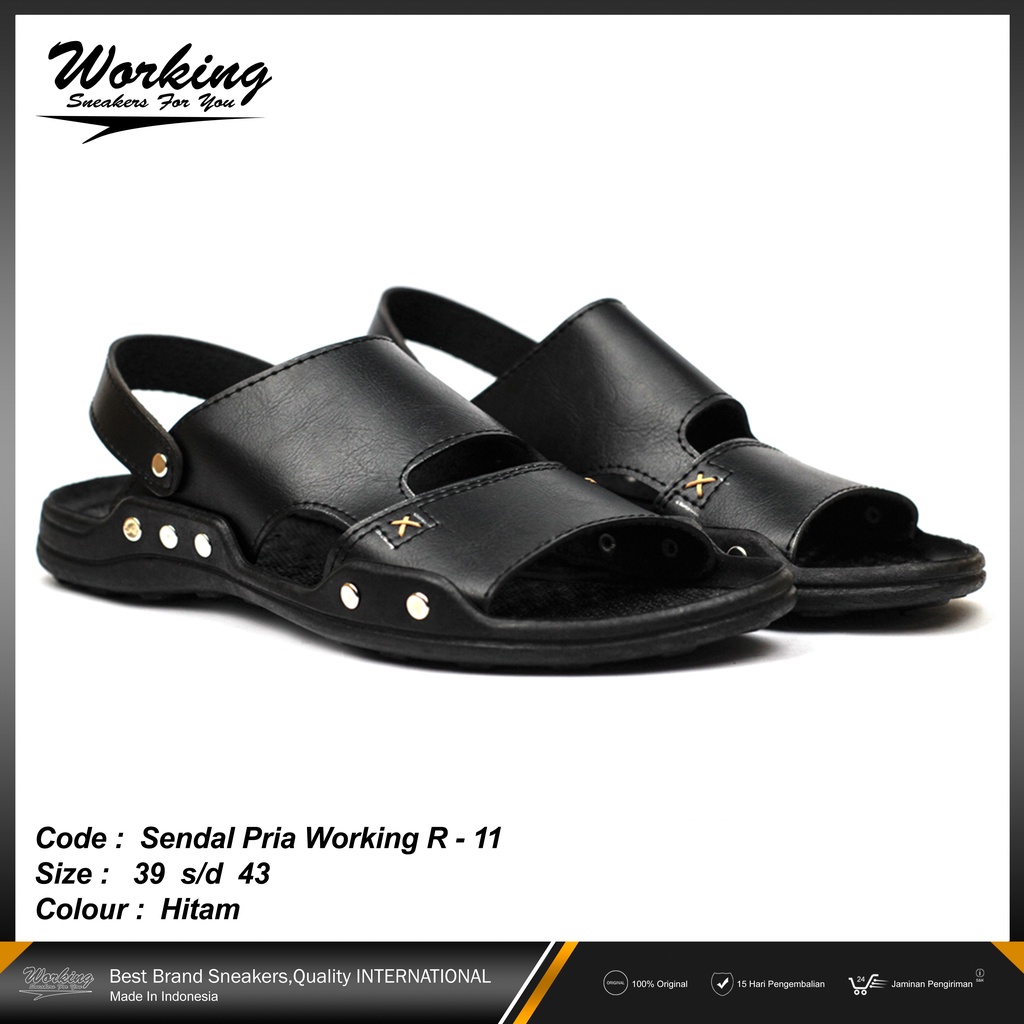 Sandal Kulit Pria Original Working R-11 Terbaru Nyaman Dipakai