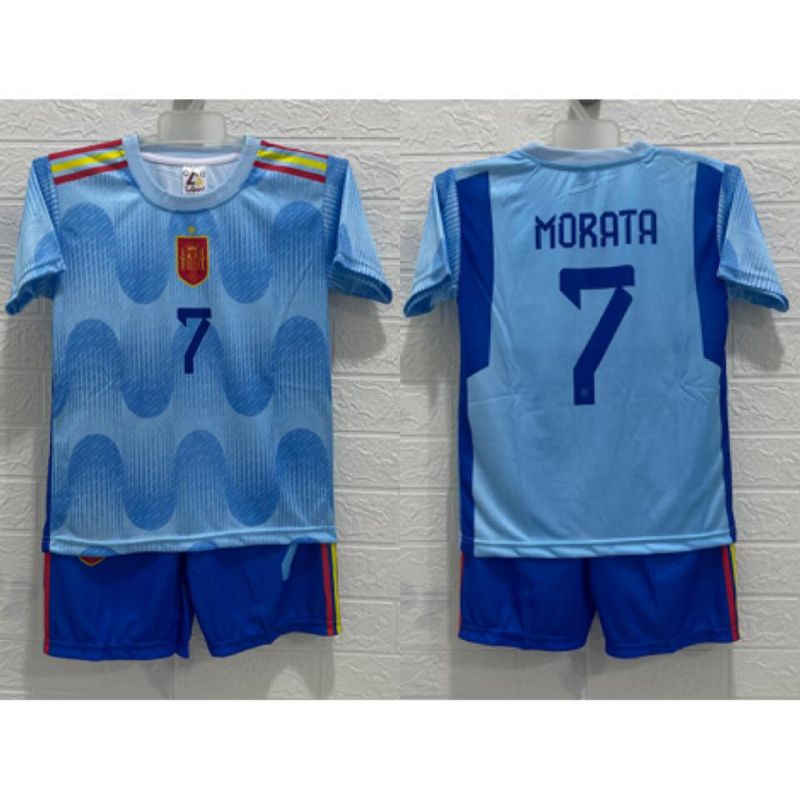 jersey sepakbola spanyol warna biru piala dunia world cup printing kids