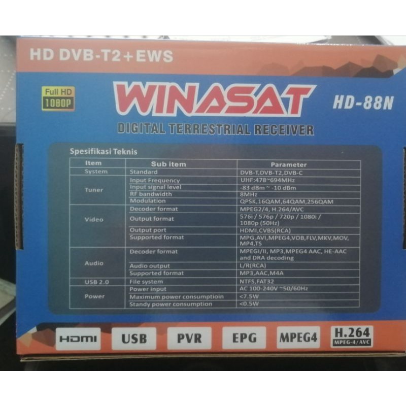 Set Top Box Penerima siaran digital STB Winasat HD-88N