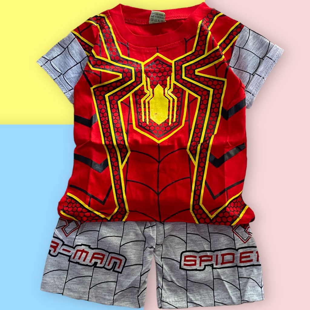 BAJU ANAK SPIDERMAN SETELAN KOSTUM ANAK KARAKTER CEWEK DAN COWOK UNTUK UMUR 1-10 TAHUN