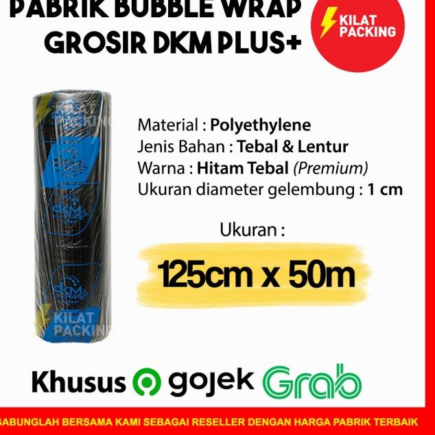 

PLASTIK BUBBLE WRAP VARIAN HITAM | BUBBLE WRAP DKM+ 125CM X 50M /ROLL - HITAM PREMIUM