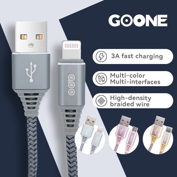 GOONE Kabel Data Kabel Charger Lightning charger Fast Charging Type C USB Lightning 3A 100 CM