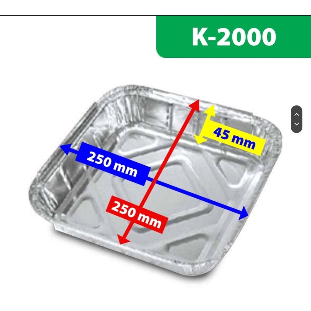 (ECERAN) LOYANG ALUMUNIUM FOIL TRAY K-2000 + TUTUP MIKA, LASAGNA MACARONI SCHOTEL