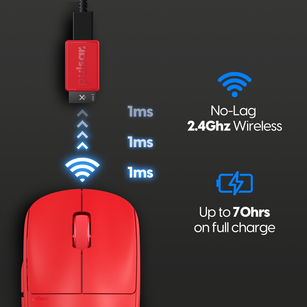 Mouse Pulsar X2 Wireless Red Edition 56g Lightweight | Mouse Gaming