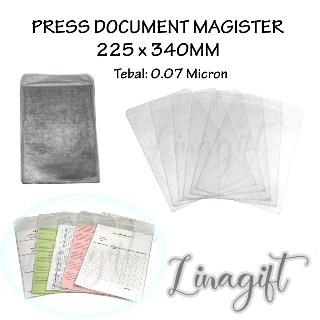 

(10 Lembar) PRESS DOCUMENT MAGISTER 225 x 340MM / TEBAL 0.07 MICRON / PLASTIK OPP IJAZAH