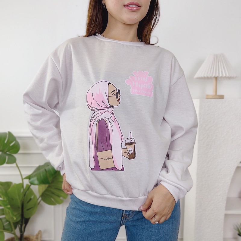 BEFAST - ZEC OOTD Sweater HAYAN / FLEECE Sweater My Crown / Atasan Lengan Panjang / Sweater Casual Remaja ABG / Pakaian Kekinian Wanita / Sweater Oversize Terbaru / Fashion Wanita Hijab / Sweater Motif / Termurah