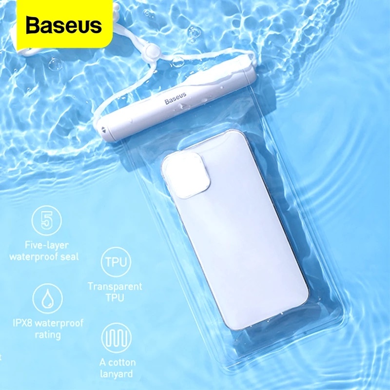 Baseus Tas Penyimpanan Handphone Universal Anti Air IPX8 Ukuran 7.2 &quot;Untuk Berenang