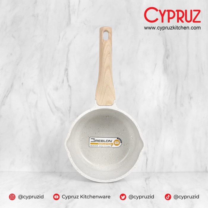 Cypruz SN 0332 White Granite Die Cast Sauce Pan 18cm