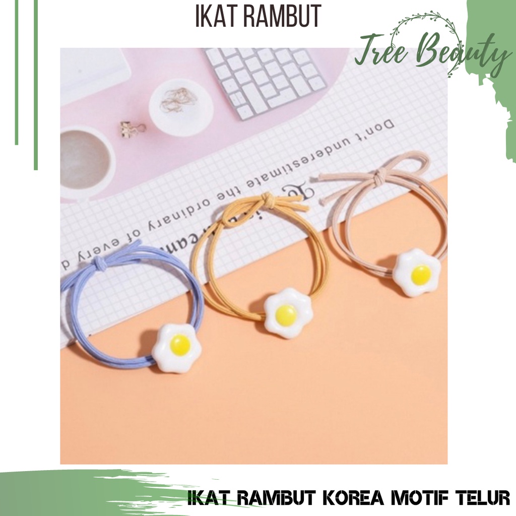 Ikat Rambut Motif Telur Gaya Korea / Karet Rambut Elastis / Kunciran Rambut