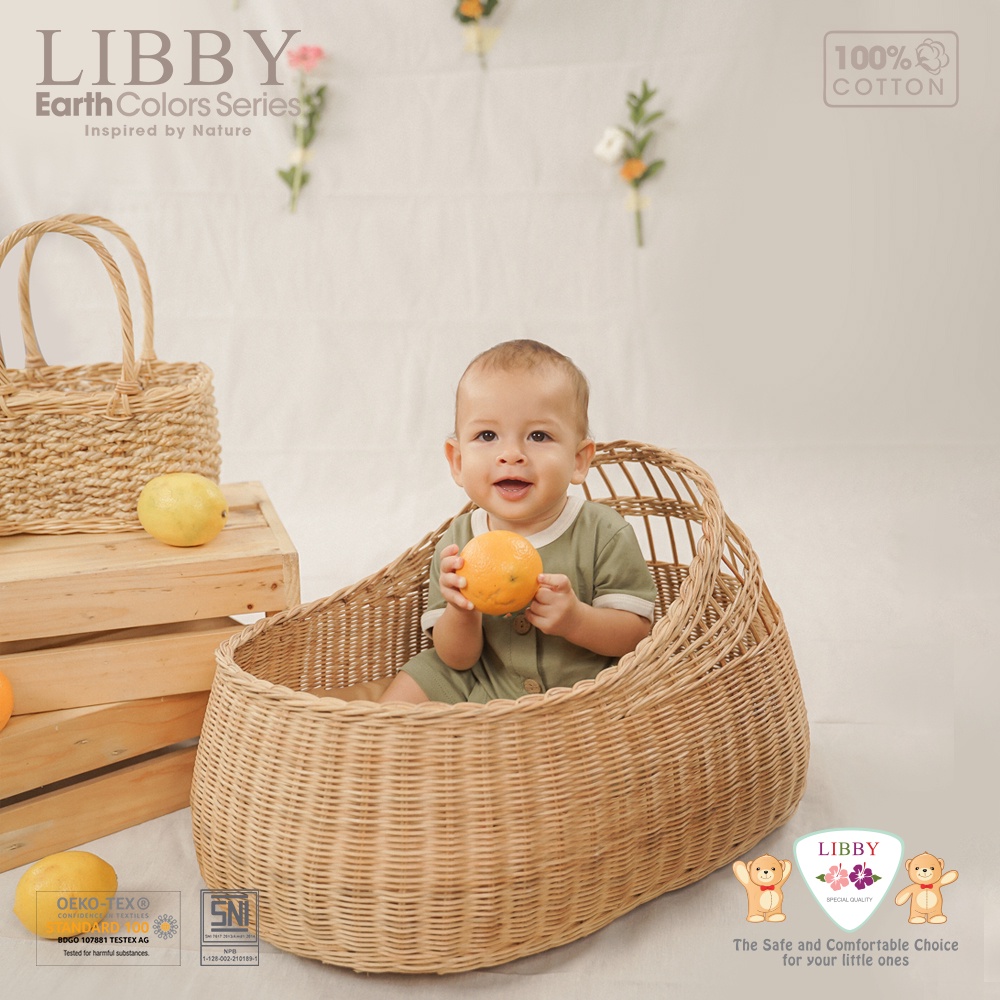 LIBBY Stelan Pendek Rocco Earth Color | Motif Size 0 s.d 4 Tahun (1 stel/pack)