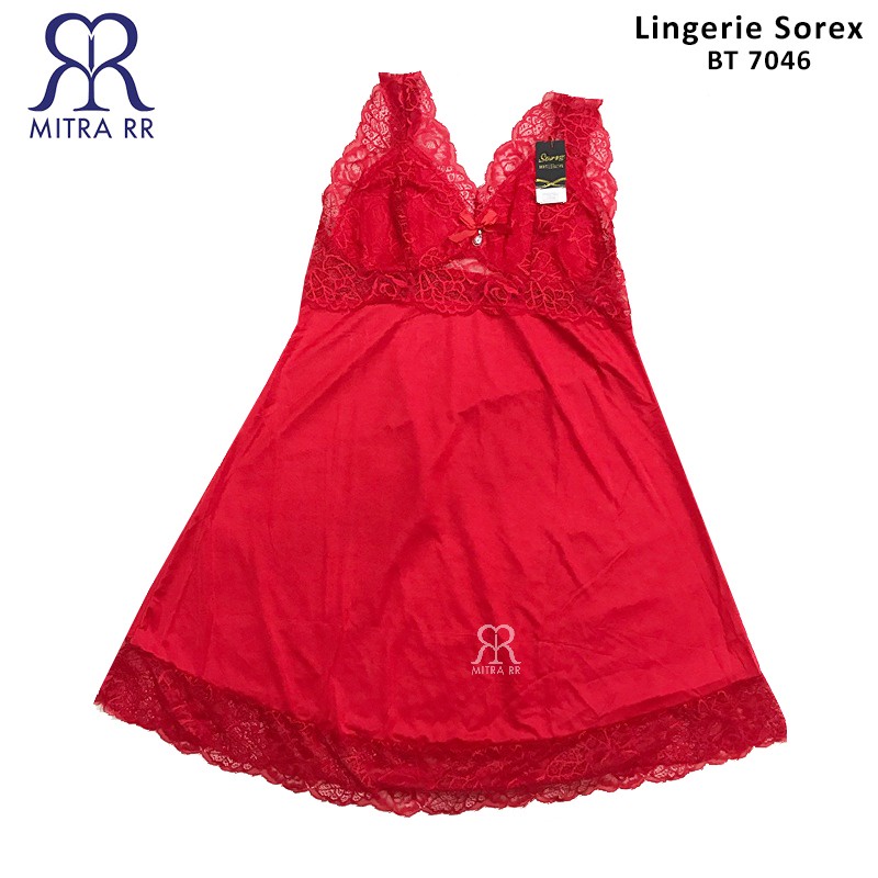 Lingerie Sexy Dress Baju Tidur Sexy Lingerie Wanita Bahan Satin Lace Premium / Seserahan Sorex BT 7046 Fit to XL