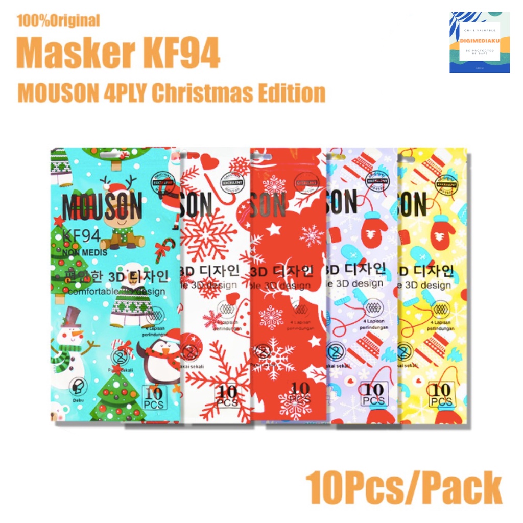 Masker KF94 Mouson 4ply Masker Mouson KF94 model Pokana Mouson Natal Mouson Christmas Mouson Marble