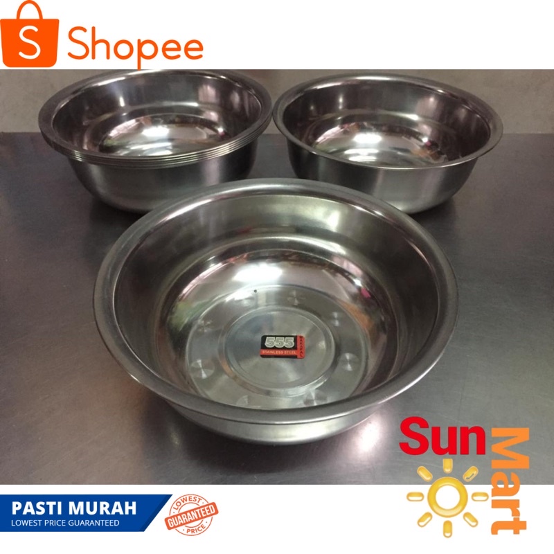 Baskom Stainless Wadah Ukuran 20 Cm 555 Baskom Cuci Tangan