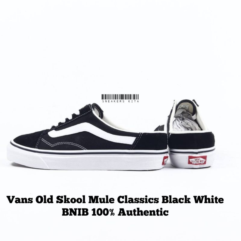 Jual Sepatu Vans Old Skool Mule Classics Black White / Vans Old Skool ...