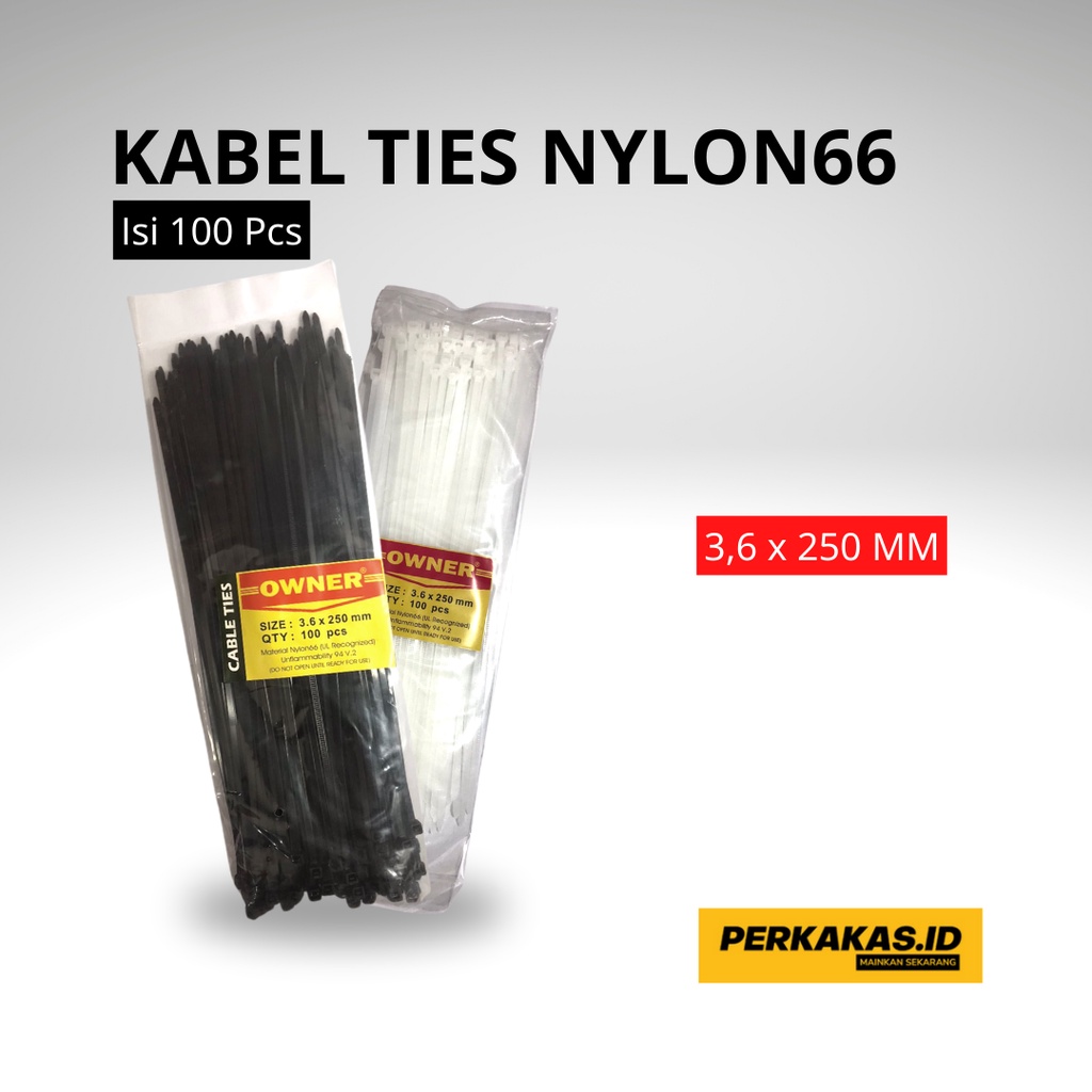 Kabel Ties Hitam Putih 10cm 15cm 20cm 25cm 30cm Isi 100Pcs OWNER