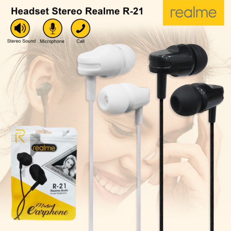 EARPHONE HANDSFREE HEADSET REALME BUDS R21 STEREO SUPER BASS