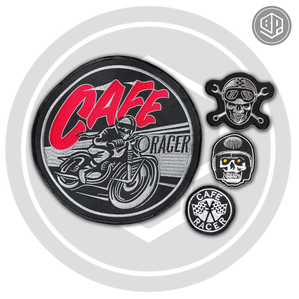 Patch Bordir Jahit Cafe Racer Emblem Motorcycles Satu Set