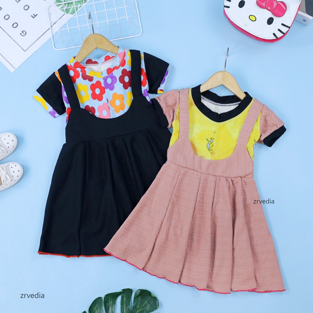Dress Nagita size 1-2 Tahun / Dres Anak Perempuan Lengan Pendek Murah Baju Balita Adem Grosir