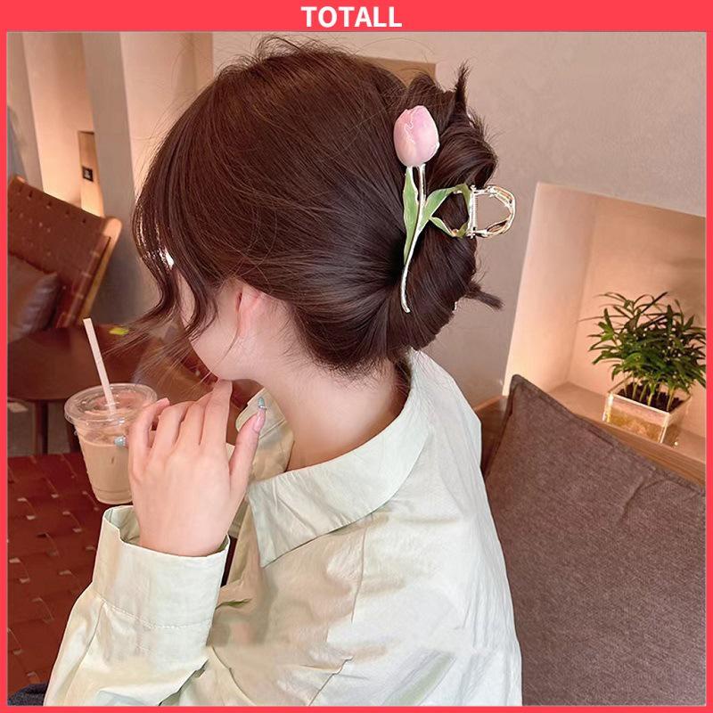 COD Temperamen Tulip Logam Wanita Klip Hiu Sense High-end Klip Rambut-Totall