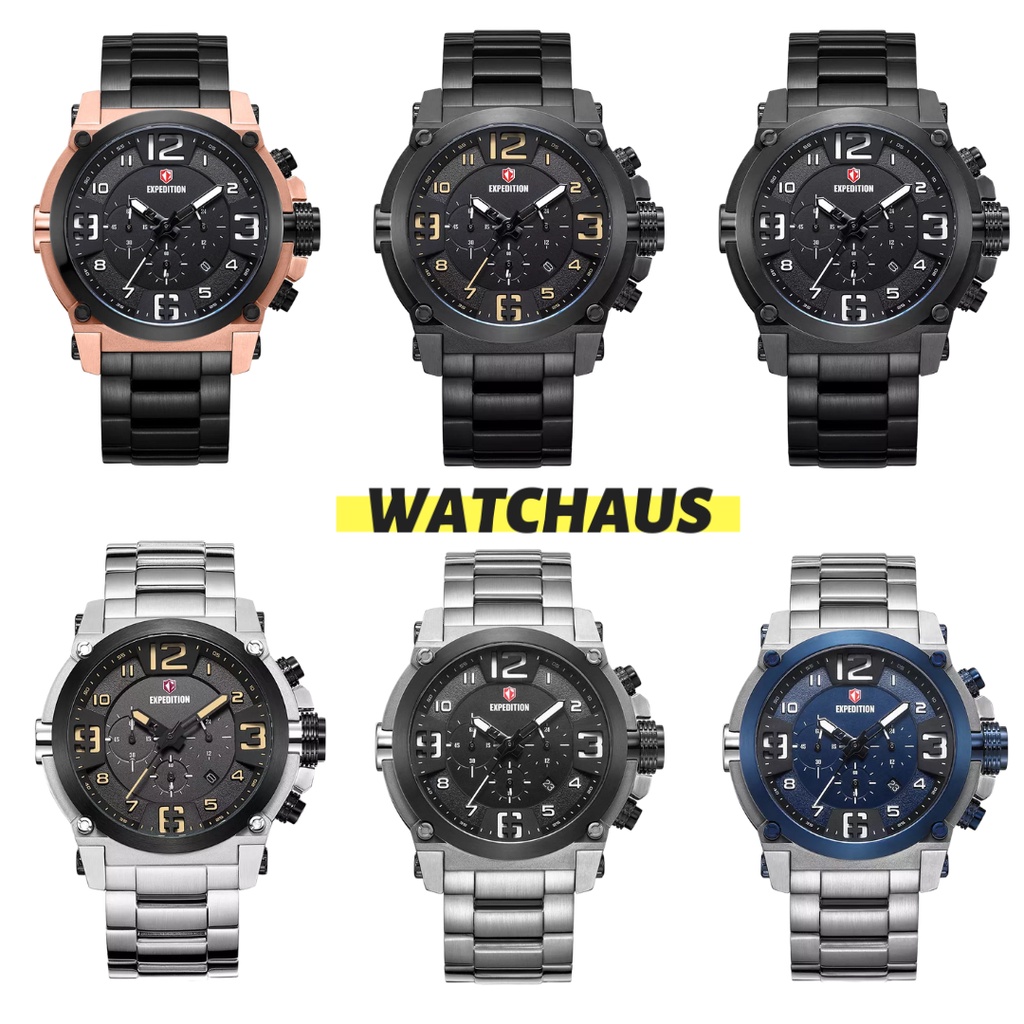 JAM TANGAN PRIA EXPEDITION E6605 E 6605 MCB CHRONOGRAPH STAINLESS STRAP