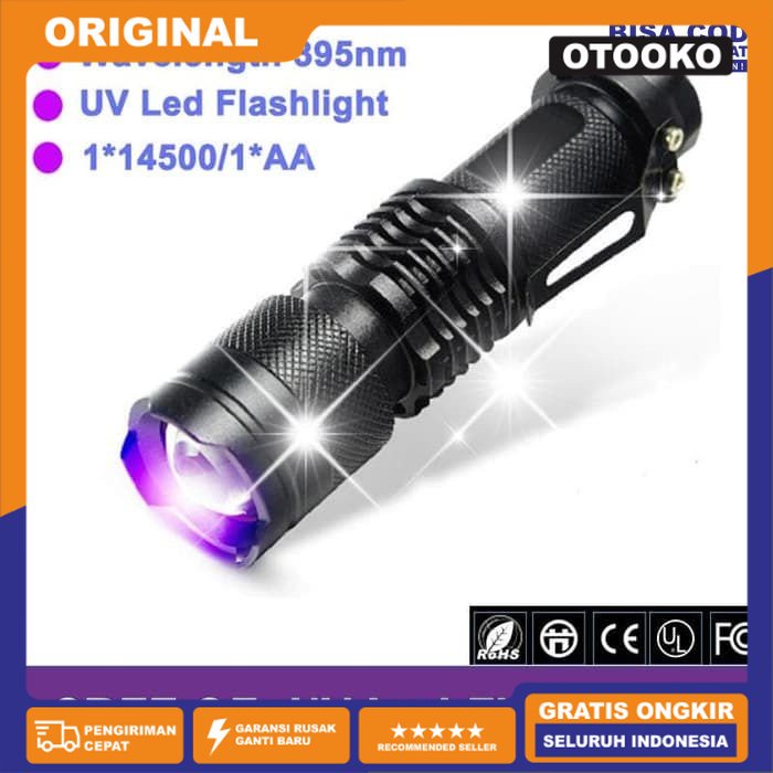 Money Detector Senter LED Cree Q5 395nm UV Ultraviolet Cek Uang Palsu