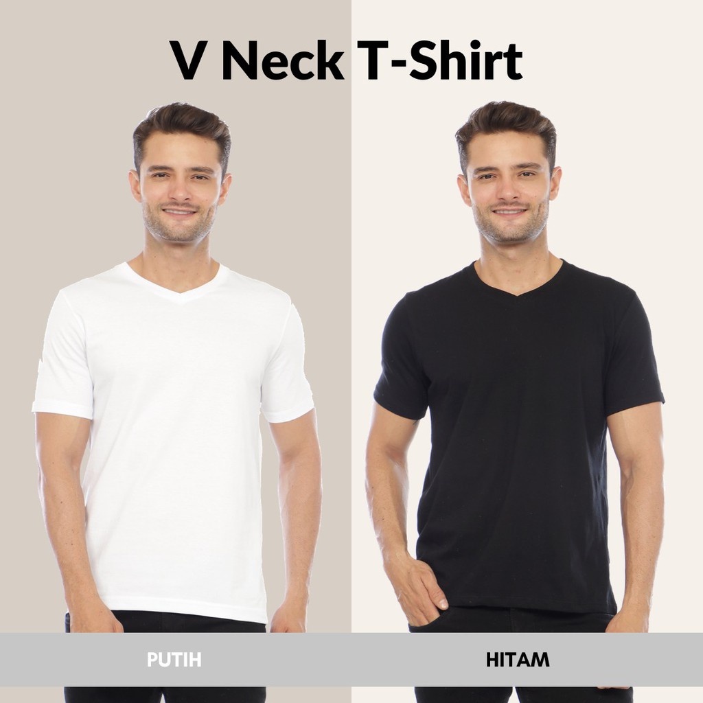 BAJU KAOS POLOS V NECK / LEHER V / SOFT COTTON COMBED 30S KAOS LENGAN PENDEK