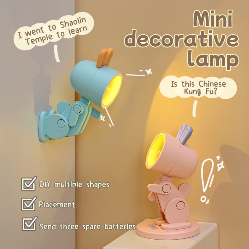 Lampu Meja LED Mini Bentuk Kartun Dinosaurus / Kelinci Lucu Bisa Dilipat / Berubah Bentuk DIY