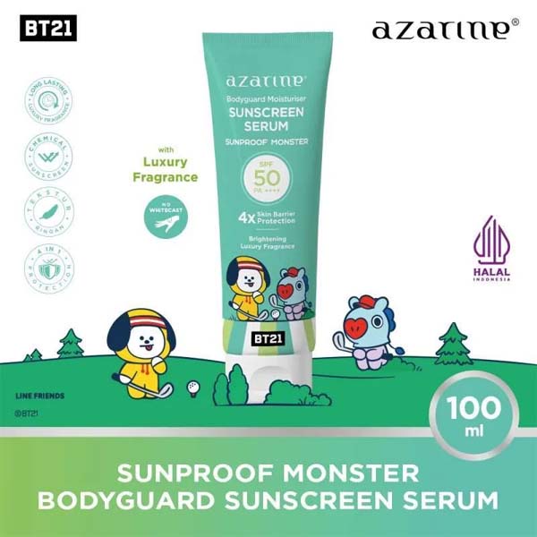 [SUNSCREEN BODY SERUM | 100ML] [BPOM] Azarine x BT21 Body Guard Moisturizer Sunscreen Serum 100ml SPF 50 PA++++ | BPOM Bodyguard_Cerianti
