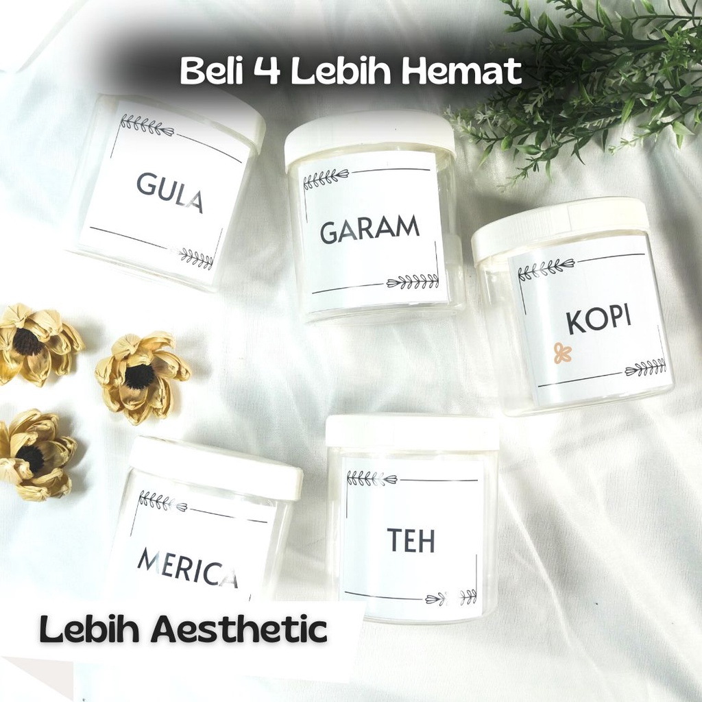 Toples Tempat Bumbu Dapur Set Aesthetic Free Label Waterproof Gratis Stiker Anti Air Estetik