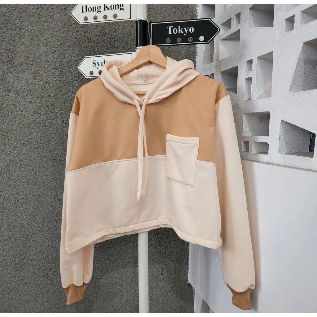 AGNES POCKY HODIE WANITA OVERSIZE CROP SWEATER HODIE