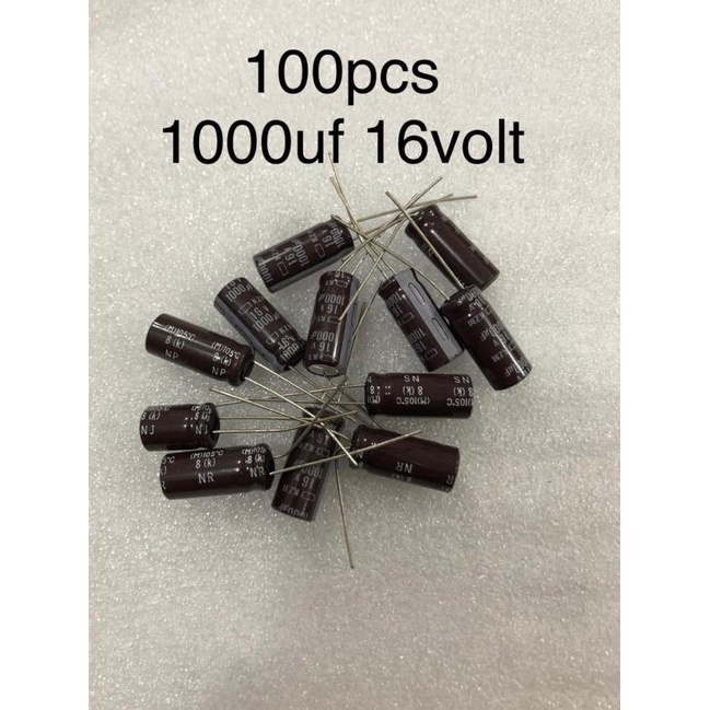 100Pcs Capacitor Elco 1000uf 16v Kapasitor Elko 1000uf 16v