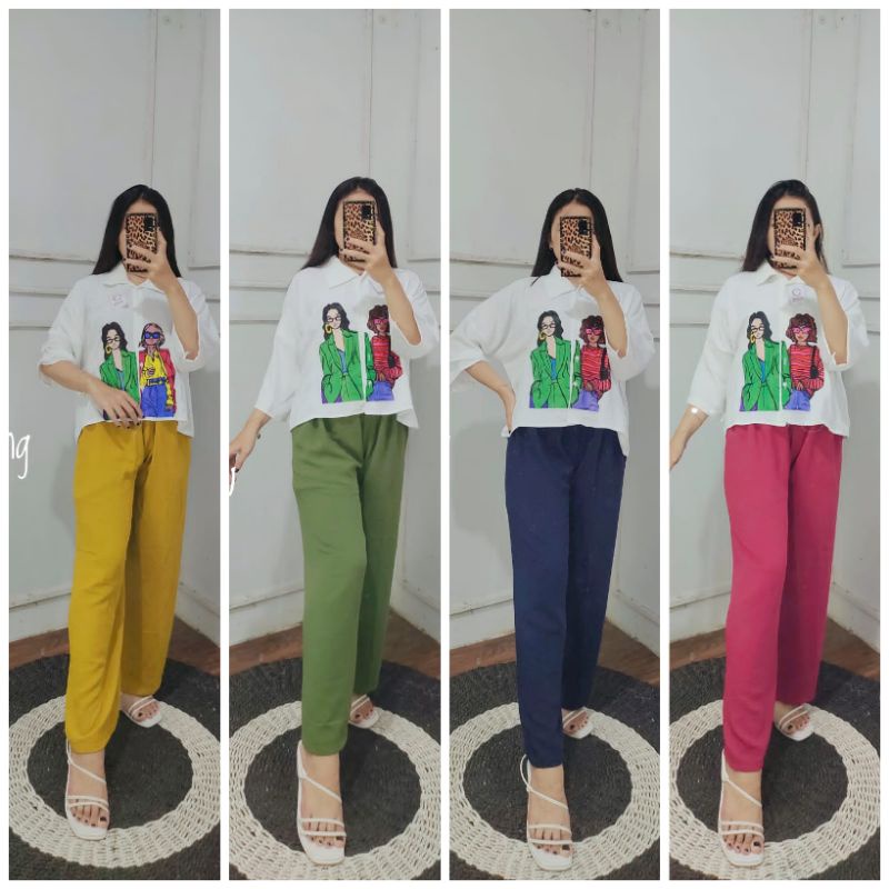 ✨* PEDRO ANIME Set Crop Printing / Crinkle Airflow / Setelan Crop Top Crinkle *✨