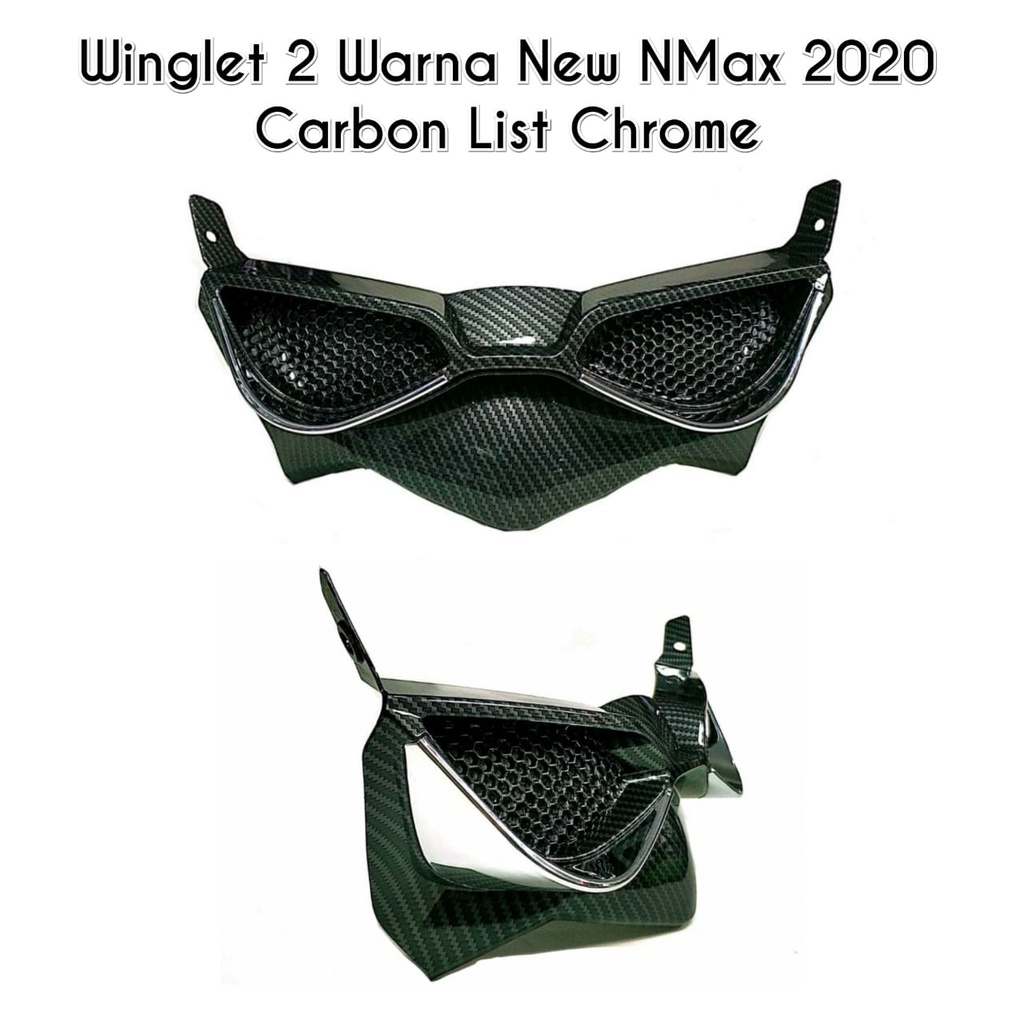 Winglet NMAX 2020 carbon hitam lis chrome
