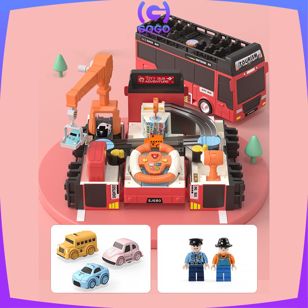 GOGO-M232 M236 Mainan Truk Kontruksi DIY Parking Lot Playset / Mainan City Parking Lot / Mainan Mobil Outdoor Adventure Ada Musik