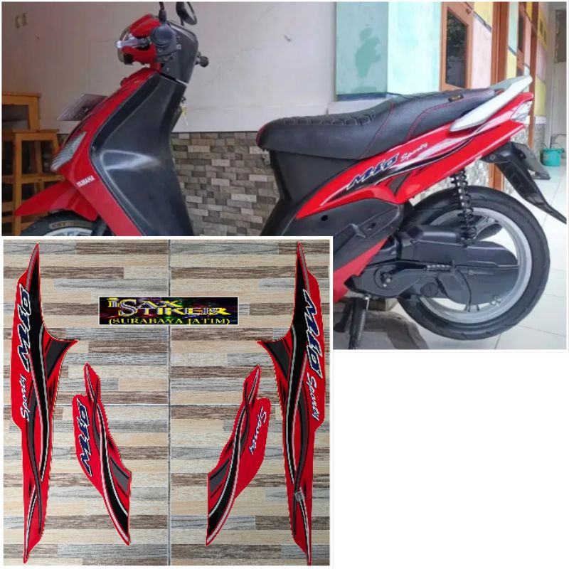 striping original Yamaha Mio sporty merah tahun 2005
