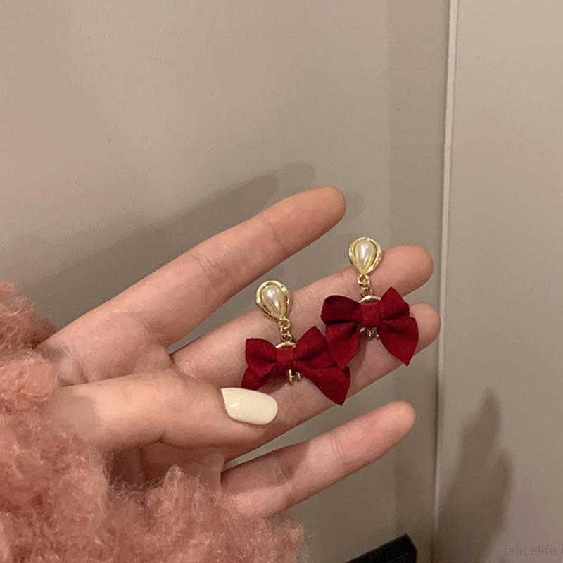 Anting Liontin Ikatan Simpul Warna Merah